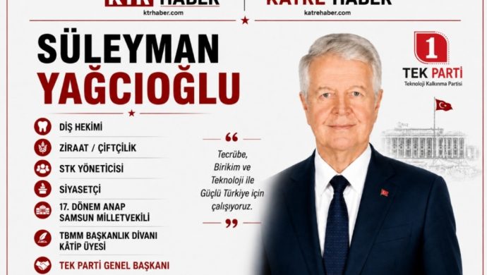 Süleyman YAĞCIOĞLU; Diş Hekimi • Ziraat/ Çiftçilik • STK Yöneticisi • Siyasetçi • 17. Dönem ANAP Samsun Milletvekili • TBMM Başkanlık Divanı Kâtip Üyesi • TEK Parti Genel Başkanı
